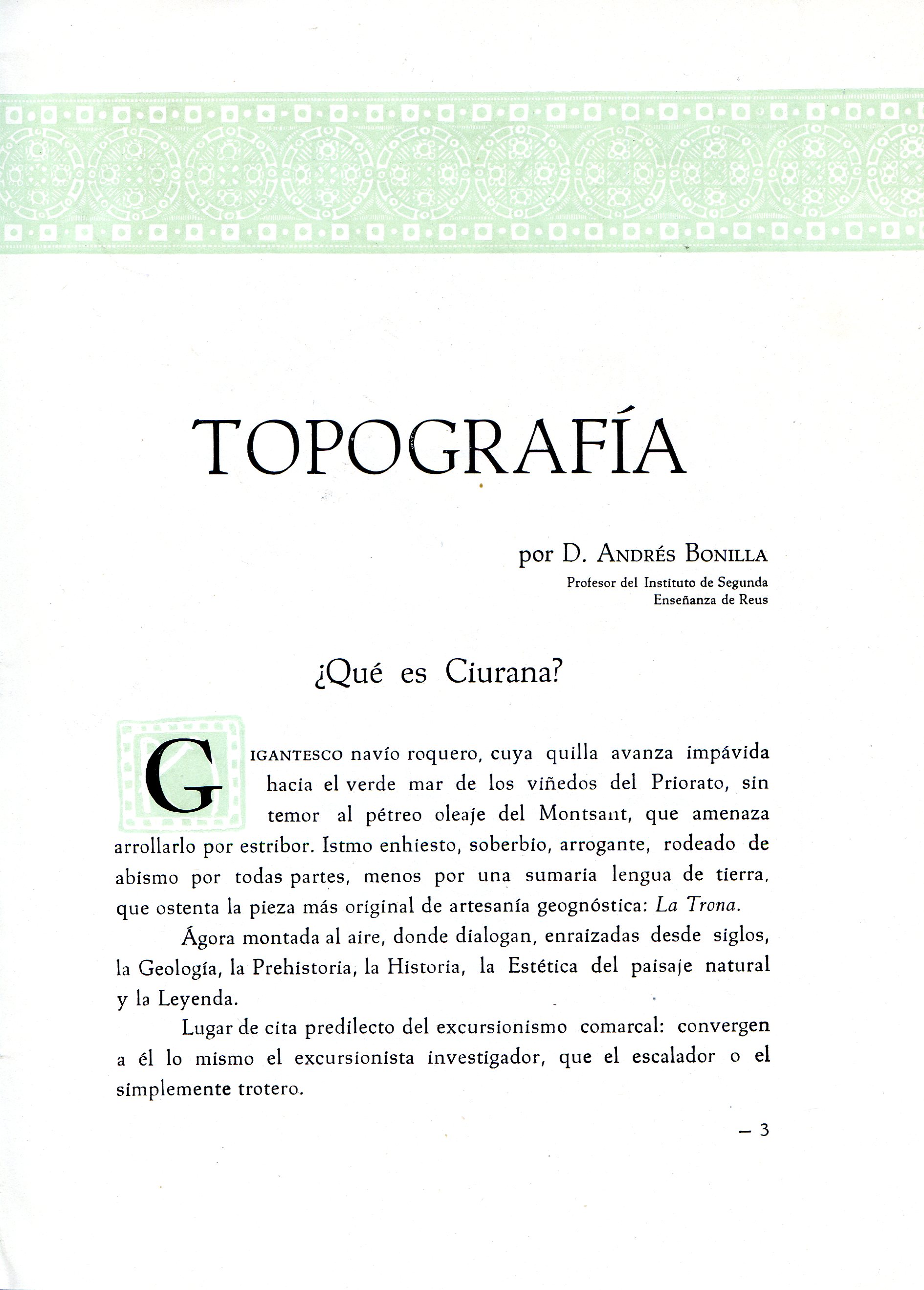 Topografía : ¿Qué es Ciurana? - Portada